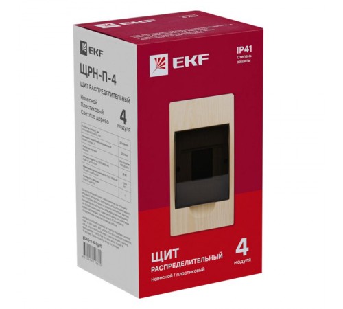 Щит распределительный навесной ЩРН-П- 4 светлое дерево IP41 EKF PROxima  pb40-n-4-light  EKF