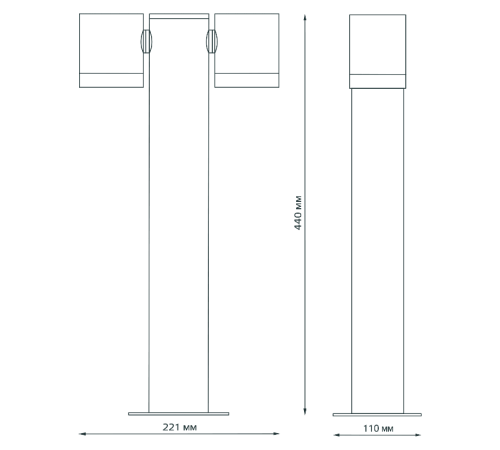Светильник садово-парковый Sonata ландшафтный столб, 1xGU10, 90x70x470mm, 170-240V / 50Hz, Max.35W IP54  GD157  Gauss