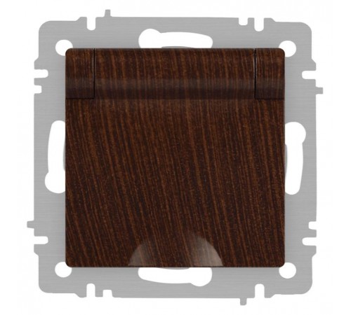Розетка Intro Accent 6-203-10 2P+E Schuko с крышкой, 16А-250В, IP20, СУ, AL/CU, венге  Б0063454  Intro