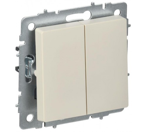 BRITE Выключатель 2-клавишный перекрестный 10А ВС10-2-3-БрКр бежевый  BR-V23-0-10-K10  IEK