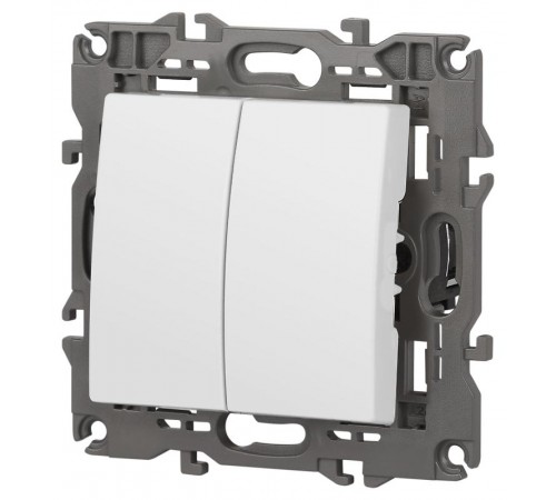 14-1104-01 Выключатель 2-клавишный, 10АХ-250В, IP20, Эра Elegance, белый  Б0034229  ЭРА