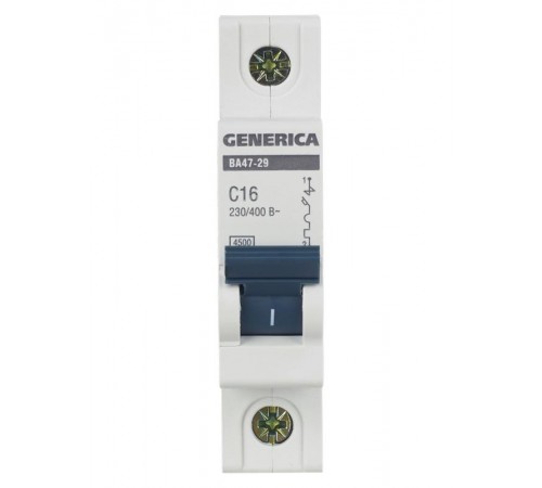 Выключатель автоматический однополюсный ВА47-29 16А C 4,5кА  MVA25-1-016-C  GENERICA