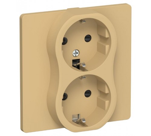 FLITE Розетка 2-ая с заземлением со шторками 16А РСш12-0-К-ФлШм шамуа  FI-R24C-16-K89  IEK