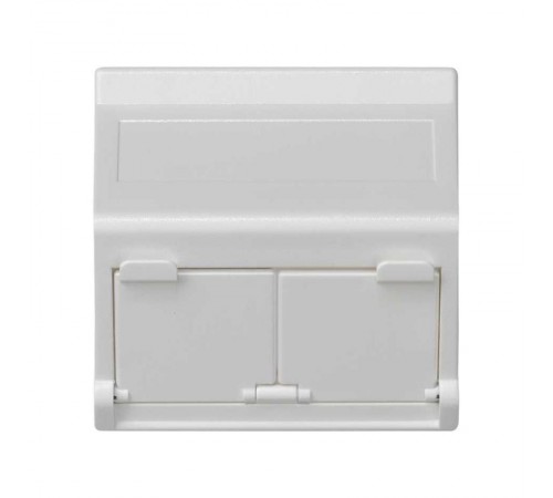 Simon Connect Наклонный адаптер на 2 RJ45 коннектора, защит.щторки, исп.совм. с MD67, К45, белый  KB80-9  Simon