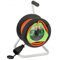 Удлинитель силовой  RP-1e-3x1.5-20m на пластиковой катушке c заземлением 20м 1 розетка ПВС 3х1,5мм2   Б0059775  ЭРА