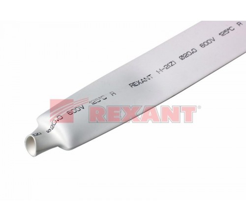 Термоусадка 20,0 / 10,0 мм, белая (1м)  22-0001  REXANT