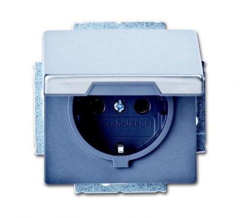 Розетка SCHUKO 16А 250В с крышкой, серия pur/сталь  2018-0-1490   2CKA002018A1490  ABB