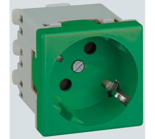 Simon Connect Розетка с/з 2P+E, модуль К45, безвинтовой зажим,16А, 250В, зелёный  K11-27  Simon
