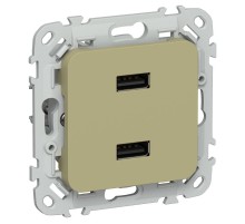 FLITE Розетка USB A+A 2,1А РЮ-2-ФлО оливковый  FI-U21-D31-K26  IEK