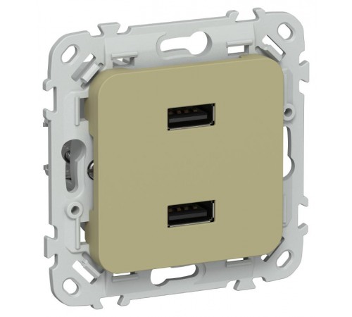 FLITE Розетка USB A+A 2,1А РЮ-2-ФлО оливковый  FI-U21-D31-K26  IEK