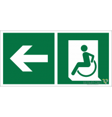 Знак безопасности BL-4020.E72"Напр. движения к эвакуац. выходу МГН налево"  a20258  Белый свет