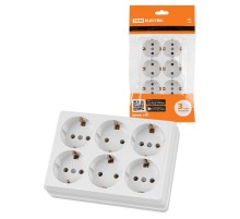 Розетка шестиместная 2П+3 открытой установки IP20 16A белая "Ладога"  SQ1801-0142  TDM