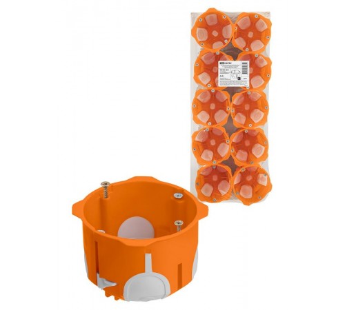 Коробка установочная СП D68х50 мм, 2-х компон., саморезы, пл. лапки, оранж., IP30, (10 шт)  SQ1403-2012  TDM