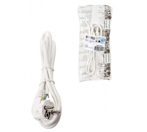 Шнур сетевой с вилкой ПВСмб 3x0,75мм2 3м с/з белый Народный  SQ1305-0576  TDM