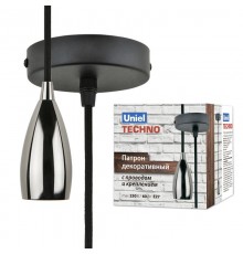 Патрон декоративный DLC-T-S32/E27 TS/1M/BL PEARL BLACK "Techno", с проводом (1м) и креплением. алюминий, цвет черный жемчуг  UL-00005289  Uniel