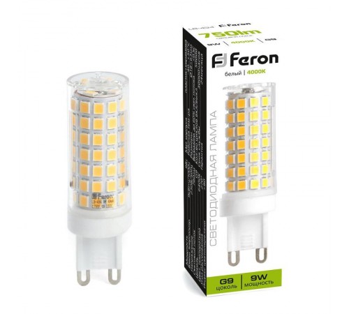Лампа светодиодная, (9W) 230V G9 4000K JCD, LB-434  38147  FERON