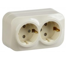 РСш22-3-ХК Розет. 2-ая с з/к и з/ш о/у 16А GLORY кремовый  ERH24-K33-16  IEK