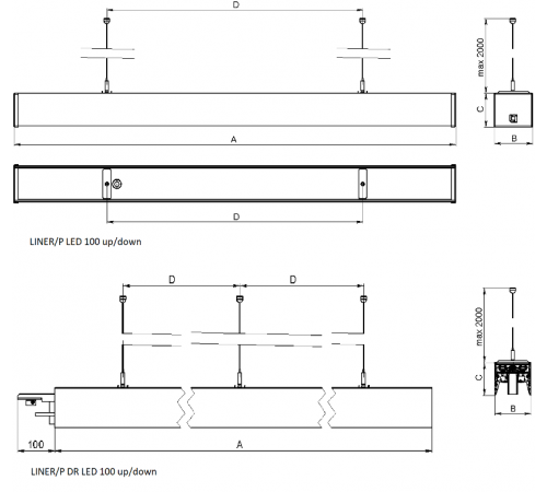 Светильник светодиодный LINER 100/P (1800) 840 WH up/down  1473002000  Световые Технологии