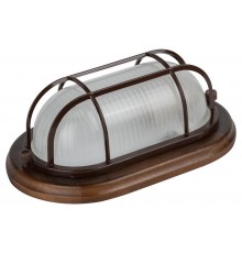 Светильник пылевлагозащищен. под лампу для ЖКХ НБО 04-60-022 с решеткой КАНТРИ (дерево), 60Вт, Е27, 220В, IP54, УХЛ4 основание сталь  Б0048418  ЭРА