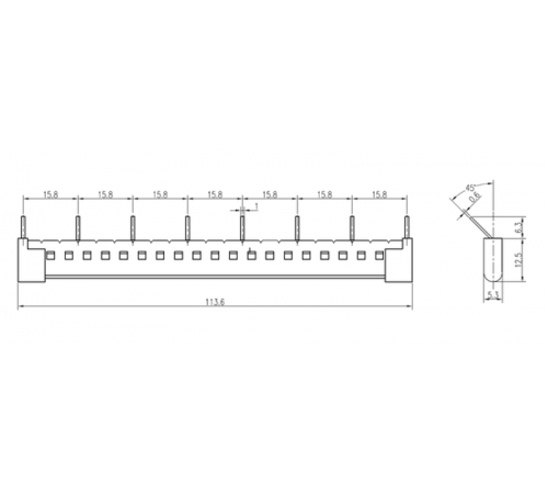Соединительная шина для разъемов rm5-22-2 8 полюсов AVERES  rm-22-2-busbar  EKF