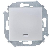 Simon 15 Алюминий Выключатель 1-кл с подсветкой, 16А 250В, винт. зажим  1591104-033  Simon