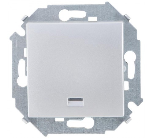 Simon 15 Алюминий Выключатель 1-кл с подсветкой, 16А 250В, винт. зажим  1591104-033  Simon