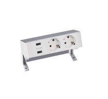 Настольный x3 розеточный блок, 2x2P+E, 2xUSB з/у, алюминий, S400  42322000-133  Simon