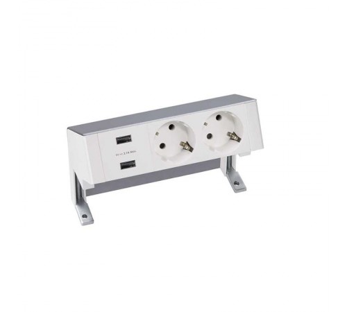 Настольный x3 розеточный блок, 2x2P+E, 2xUSB з/у, алюминий, S400  42322000-133  Simon