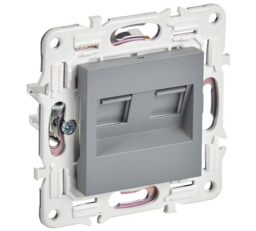 SKANDY Розетка компьютерная двойная RJ45 кат.6 SK-K04Gr серый  SK-K20-2-K03  IEK