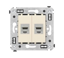Компьютерная розетка RJ-45 без шторки в стену, кат.5e двойная экранированная, "Avanti", "Ванильная дымка"  4405764  DKC