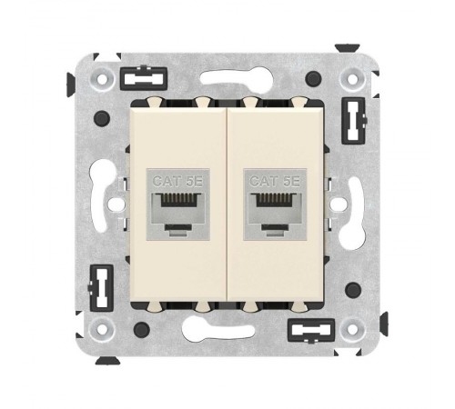Компьютерная розетка RJ-45 без шторки в стену, кат.5e двойная экранированная, "Avanti", "Ванильная дымка"  4405764  DKC
