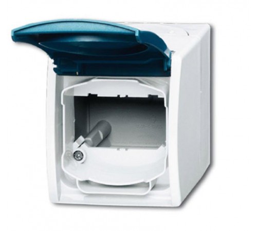 Корпус IP44 для комм. разъёмов и суппортов DCS, с полем для надписи, серия ocean, цвет серый/сине-зелёный  1724-0-2751   2CKA001724A2751  ABB