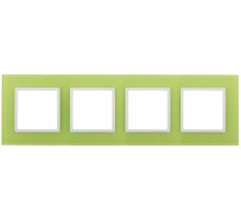 14-5104-26 Рамка на 4 поста, стекло, Эра Elegance, лайм+бел  Б0034534  ЭРА