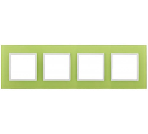14-5104-26 Рамка на 4 поста, стекло, Эра Elegance, лайм+бел  Б0034534  ЭРА