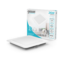 Светильник  Elementary Downlight квадрат 26W 2250lm 4000K 170-260V IP20 220*26 белый LED 1/40  998520224  Gauss