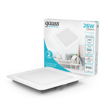 Светильник  Elementary Downlight квадрат 26W 2250lm 4000K 170-260V IP20 220*26 белый LED 1/40  998520224  Gauss