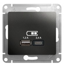 Glossa Антрацит USB Розетка A+С, 5В/2,4А, 2х5В/1,2 А, механизм  GSL000739  SE