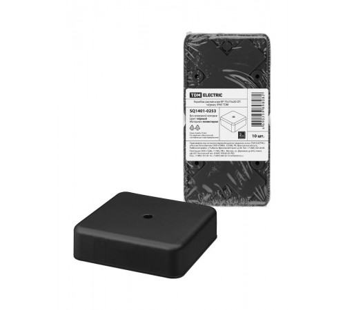 Коробка распаячная КР 75х75х20 ОП черная IP40  SQ1401-0253  TDM