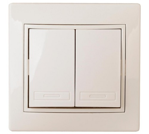 Переключатель  Plano 1-107-02 двухклавишный, 10А-250В, IP20, СУ, слоновая кость   Б0053804  Intro