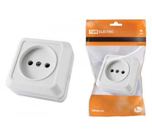 Розетка 2П открытой установки IP20 10А, белая "Ладога"   SQ1801-0013  TDM