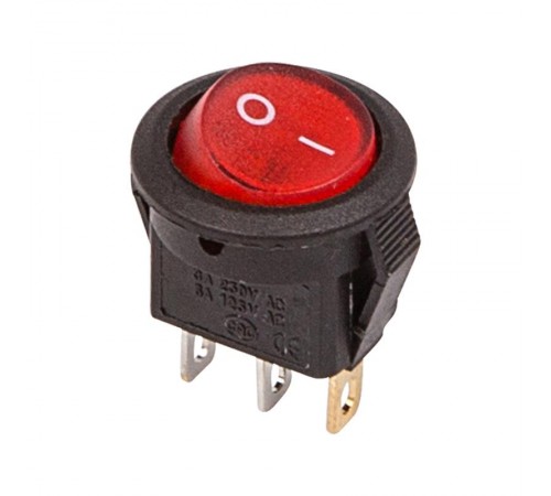 Выключатель клавишный круглый 250V 3А (3с) ON-OFF красный с подсветкой Micro  36-2530  REXANT