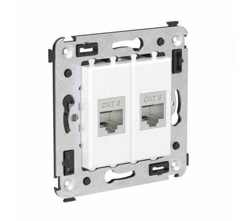 Компьютерная розетка RJ-45 без шторки в стену, кат.6 двойная экранированная, "Avanti", "Белое облако"  4400794  DKC