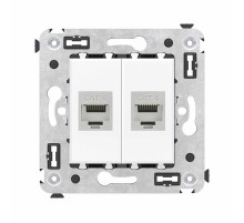 Компьютерная розетка RJ-45 без шторки в стену, кат.6 двойная экранированная, "Avanti", "Белое облако"  4400794  DKC