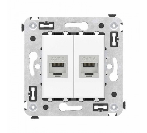 Компьютерная розетка RJ-45 без шторки в стену, кат.6 двойная экранированная, "Avanti", "Белое облако"  4400794  DKC