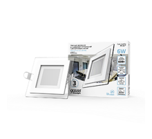 Светильник светодиодный встраиваемый квадратный с декоративным стеклом 6W 4000K 1/40  948111206  Gauss