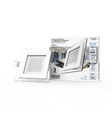 Светильник светодиодный встраиваемый квадратный с декоративным стеклом 6W 4000K 1/40  948111206  Gauss