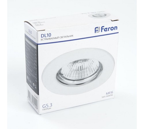 Светильник встраиваемый DL10 потолочный MR16 G5.3 белый  15109  Feron