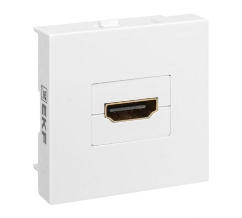 Розетка HDMI, 2 модуля, 1 гнездо, без индикатора, белая E2MR-21HDMI-10EKF