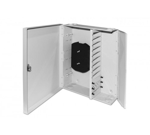 Бокс оптич.FO-WBX-12xSLT-W140H42-96UN-GY унив.наст.,от8до96п.(SC,duplexLC,ST,FC),со сплайс пласт.,без пиг.и прох.ад.,сер.  250445  Hyperline