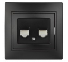 1-304-05 Intro Розетка информационная 2xRJ45, СУ, Plano, антрацит  Б0044576  Intro